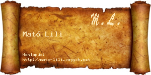 Mató Lili névjegykártya